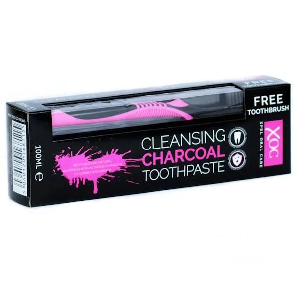 3 x XOC Cleansing Charcoal Toothpaste 100ml + Toothbrush