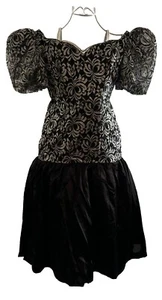 Black And Gold Dress For Ballroom Dancing, Size L - Picture 1 of 3