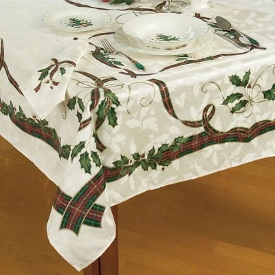 Lenox Holiday Nouveau White Tablecloth, 60-by-84 Inch Oblong Rectangular - Image 1 of 2