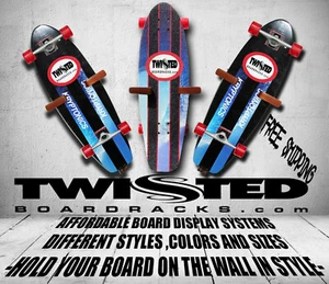 Skateboard Wall Storage Display Racks 3 pc Set Any Angle or Height Black Wood - Picture 1 of 4