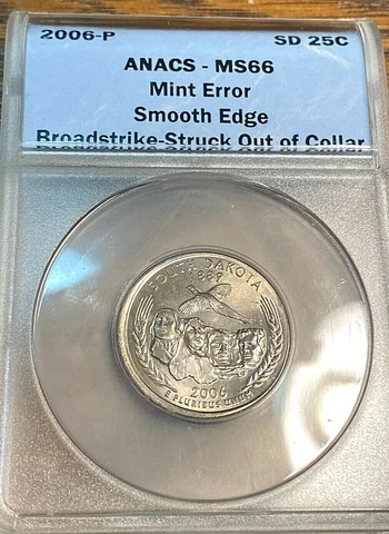 2006-P South Dakota Quarter Broadstrike Error ANACS MS66 Best Price Ebay CHN Cover