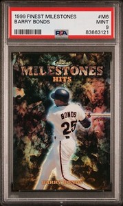 1999 Finest - Milestones Refractor SP/3000 - BARRY BONDS #M6  - PSA 9 (POP 9)