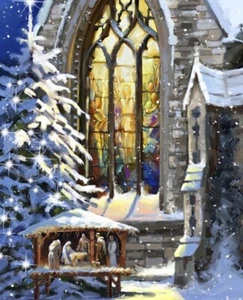 David Textile Foust Exclusive Christmas Manger Quilting Fabric Panel - Picture 1 of 3