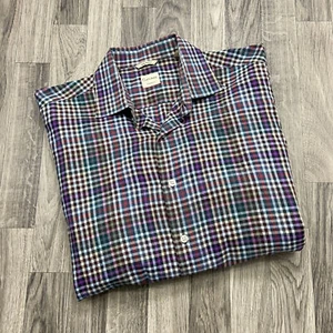 CULTURATA Tailored Fit Button Down Multi Color Check Flannel Shirt Men's Size L - Picture 1 of 9