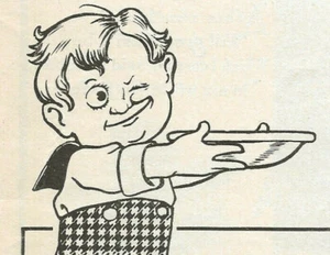 1898 Kellogg’s Copos de maíz tostado cereal anuncio desayuno cereal-niño guiñando un ojo - Imagen 1 de 4