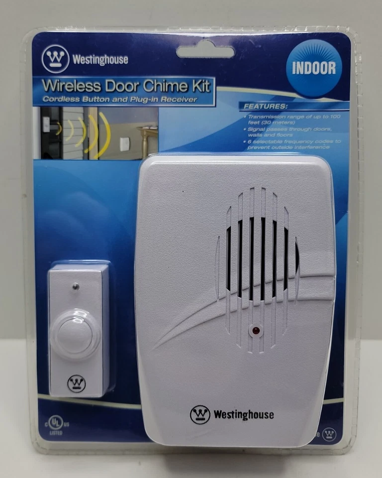 Westinghouse Wireless Door Chime Kit Cordless Button & Plug In Receiver - 00405. - Image 1 of 4