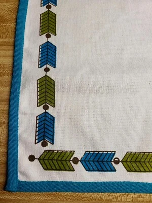 6 Canvas Placemats. Southwest, Western Arrow Design. Turquoise.  - Image 1 of 4