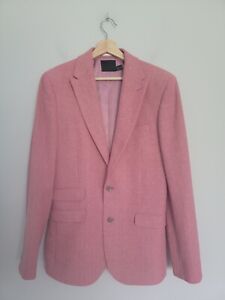 Asos Womens US 40" Wool Blend 2 Buttons Mid Lenght Blazer Blush Pink Coral