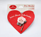 Znak rozpoznawczy PRZYPINKA Walentynki Vintage RÓŻA Różowy KWIAT Ceramiczna cyna lata 90. Broszka NOWA