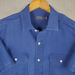 POLO RALPH LAUREN Größe L leichtes Baumwoll CPO Hemd Kurzarm Schulterklappen - Bild 1 von 13