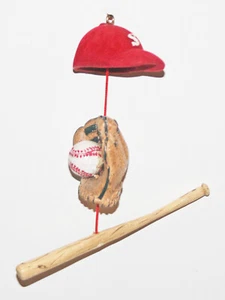 CHRISTMAS ORNAMENT BASEBALL HANGING HAT CAP GLOVE BALL BAT LETTER S 3 PIECES MLB - Picture 1 of 1