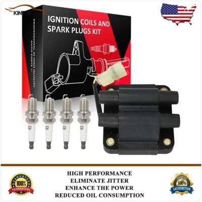 1 Ignition Coil & 4 Spark Plugs Kit For Subaru Legacy 1990 1991 1992 2.2L - Изображение 1 из 4