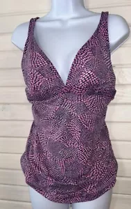 Título Nueve Tankini Talla MEDIANA Traje de Baño Top Rosa Marino Mosaico Acolchado Nadar Surf Usado en Excelente Condición - Imagen 1 de 8
