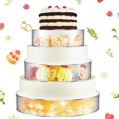 Elegante Juego de 3 Soporte Acrílico para Pasteles con Luces LED para Bodas y Cumpleaños Foto 1 de 4