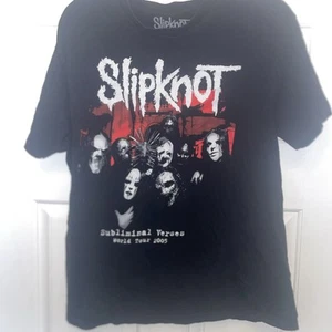 SLIPKNOT Subliminal Verses 2005 World Tour Graphics BLACK T-Shirt - Men's Sz L - Picture 1 of 4