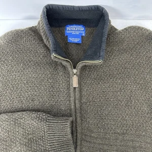 Pendleton Men’s WoolFull Zip KnitOlive GreenSweater Cardigan  Long Sleeve L READ - Picture 1 of 13