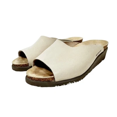 Mephisto Leather Wedge Sandals Ivory Suede Slip On Beachy Resort Size 40 9.5/10 - Image 1 of 4