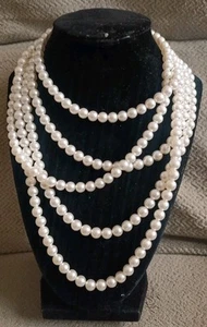 Sarah Cov Super Long 90” Faux Pearls Necklace Opera Vintage Couture - Picture 1 of 3