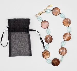 Women’s Necklace Turquoise & Brown Stone - Picture 1 of 3