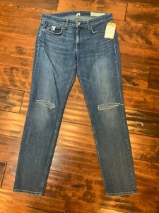 Rag & Bone Medium Wash Dre Low-Rise Slim Boyfriend Distressed Blue Jeans Size 28 - Picture 1 of 4