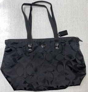 Bolso de Mano Coach Negro Signature Nylon Fin de Semana Bolso de Hombro de Viaje Grande - Imagen 1 de 12
