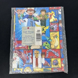 Vintage Pokémon Gift Wrap 1999 American Greetings Ash Pikachu 1 Sheet NIP - Picture 1 of 3