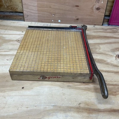 Vintage Ingento No. 4 Guillotine Paper Cutter 12" Hardwood Cast Iron Arts Crafts - Image 1 of 4