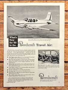 1960 Beechcraft aereo da viaggio vintage stampa pubblicità 5 posti aereo Wichita KS - Foto 1 di 6