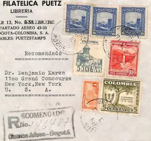COLOMBIA Air Mail Cover Bogota Registered 1950 USA New York {samwells}YV13 - Picture 1 of 14