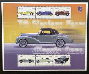 GHANA CLASSIC CONVERTIBLE CARS STAMP SHEET 6V 2001 MNH THUNDERBIRD DESOTO BMW 1 - Picture 1 of 1