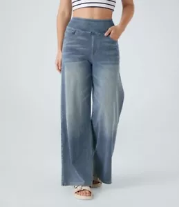 Halara Flex High Waisted Multiple Pockets Baggy Wide Leg Stretchy Jeans Size SP - Picture 1 of 13