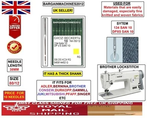 BROTHER LOCKSTITCH GROZ-BECK DPX5 SAN 10 134 SAN 10 NM:80/12 IND SEW MCHN NEEDLE - Picture 1 of 5