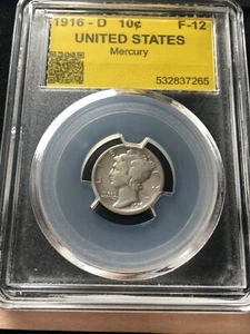 1916 D  USA, ¢10  Ten Cent, Mercury Head Dime - Picture 1 of 8