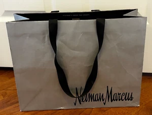 Neiman Marcus Gray Silver Paper Shopping Bag Black Cloth Handles 16" x 12" x 6" - Picture 1 of 5