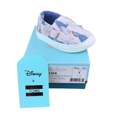 Disney TOMS La Bella Durmiente Rosa Lona Luca Zapatos Talla 4 Pequeño Niño Pequeño Foto 1 de 4