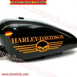 2x Stickers Vinilo Decal Calcomanía Motorcycle Harley Davidson Depósito Calavera - Imagen 1 de 5