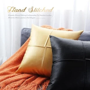 BRAWARM Pack of 2 Black Leather Throw Pillow Covers 20 X 20 Inches - Picture 1 of 4