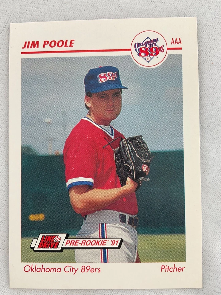 1991 LINE DRIVE Pre-Rookie ‘91 Card#319-Jim Poole, Oklahoma City 89ers - Image 1 of 1