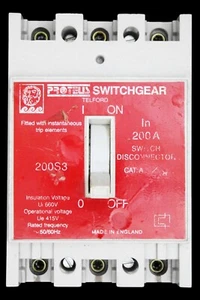 PROTEUS 200 AMP TRIPLE POLE SWITCH DISCONNECTOR 200S3 - Picture 1 of 6