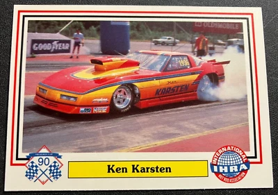 #32 Ken Karsten / Chevy Corvette - 1990 Checkered Flag IHRA Drag Racing Card - Image 1 of 2