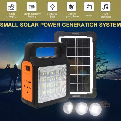 Wiederaufladbare Solar Generator Power Station Ladegerät Mit 3 Lampe Beleuchtung - Bild 1 von 4