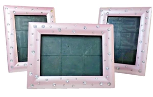 Vtg Pink Embellished Rhinestone 5.75" x 7.5" Photo Picture Frame - 4"x6" Display - Picture 1 of 5