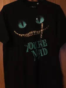Alice In Wonderland (Cheshire Cat) - “You’re Mad” - Black Shirt/NWT/XL/Disney - Picture 1 of 3