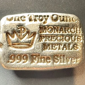 🔥🔥1 TroyOz. Barra de plata fina vertida .999 por Monarch metales preciosos🔥🔥 - Imagen 1 de 5