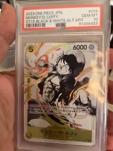 PSA 10 ONE PIECE JP ST13 015 MONKEY D. LUFFY BLACK WHITE ALT ART - Foto 1 di 3
