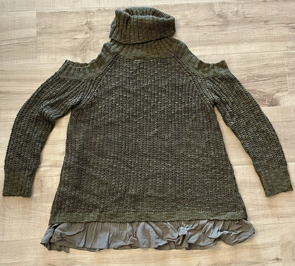 Suéter de cuello alto caballete con corte de hombro talla S/M Foto 1 de 2