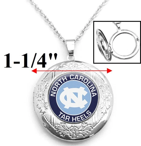 North Carolina Tar Heels Sterling Silver Link Chain Necklace Locket Jewelry D16 Cover