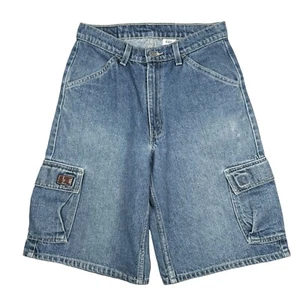 Vintage Y2K Levi's L2 Baggy Hip Hop Skater Shorts Cargo Denim - Youth Large 14 - Picture 1 of 11