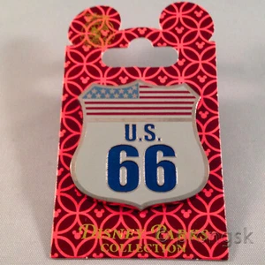 Disney Pin Route U.S. 66 Sign USA American Flag Cars Land 2016 - Picture 1 of 2