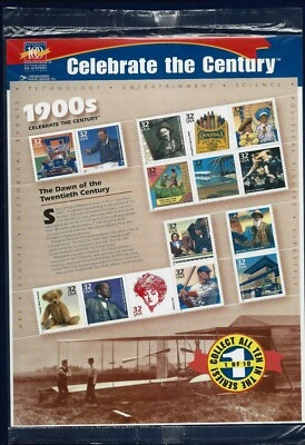 3182 Celebrate Century 1900's Postage Stamps Sheet 32¢ Original USPS Packaging - Image 1 of 4